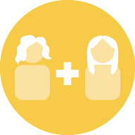 icon of two people with a plus sign showing "one-on-one"