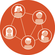 icon of 5 people connected to show a network